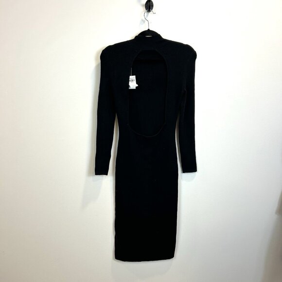 NWT ABERCROMBIE & FITCH Size Medium Black Open-back Midi Sweater Dress - Picture 8 of 10